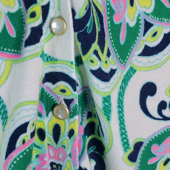 Talbots Petites WomenCardigan Sweater V-Neck Colorful Paisley XLp - Picture 4 of 12